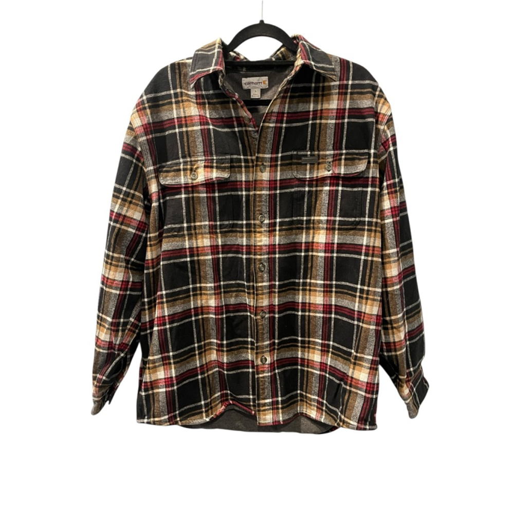Carhartt Thermal Lined Flannel Plaid Jacket Size Large Men's Long Sleeve Shirt